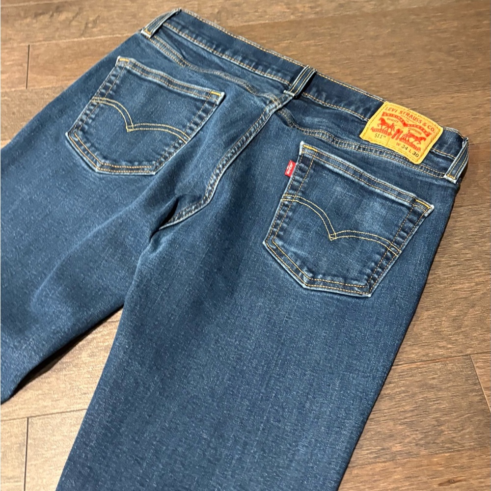 Levi’s Men’s 511, 34 x 30, midnight rinse, dark wash, slim straight leg